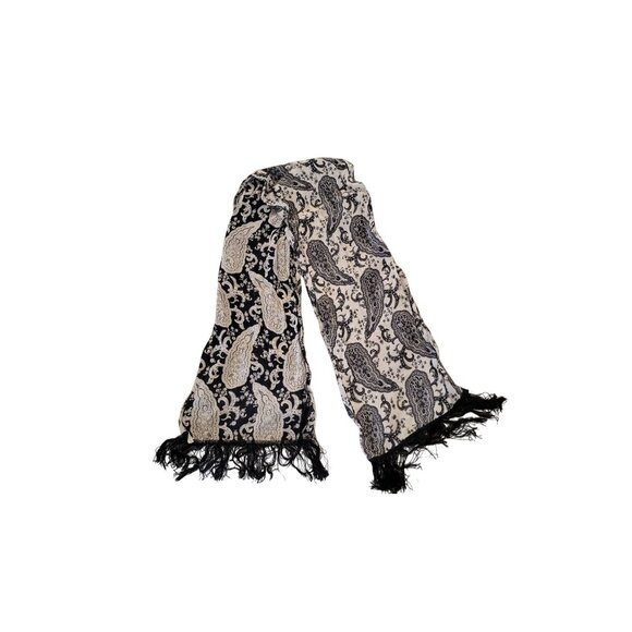 Vintage Paisley Print Scarf With Fringe Made In Italy - Picture 1 of 5